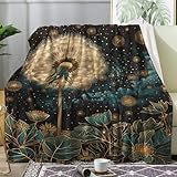 FJWXCBD Dandelion Throw Blanket, Mystical Floral Fleece Blanket for Couch Bed Sofa, Dandelion Blankets and Throws, Decor & Gifts, Super Soft Plush Flannel Blanket, 30x40
