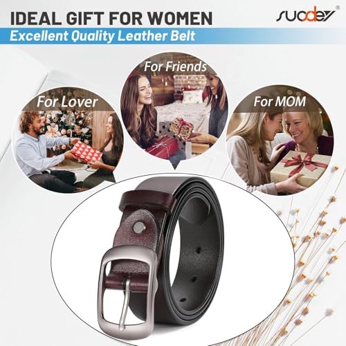 Image of SUOSDEY Women Belts For Jeans Dresses Pants Ladies Leather Waist Belt with Elegant Buckle, Width 1.3 inch, 04-coffee, Large: fits waist from 36 inch-41 inch