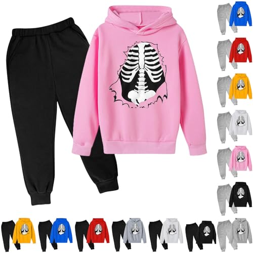 Kids Halloween Skeleton Jogging Set 2-Piece Cute Hoodies and Sweatpants Outfits Boys Girls Fleece Sweatshirts Pants2