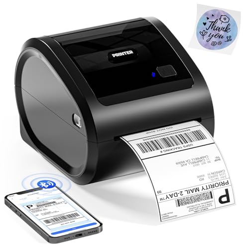 Phomemo Impresora De Etiquetas TéRmica Bluetooth 4x6, D520BT Impresora TéRmica Impresora Etiquetas Autoadhesivas DHL, Compatible con Ebay, Etsy, DHL, para iOS, Android, Mac,Windows y Chromebook, Negro
