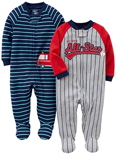 Simple Joys by Carter's Baby Boys' 2-Pack Cotton Footed Sleep and Play, All