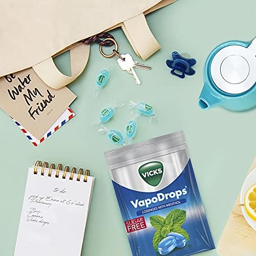 Vicks VapoDrops Menthol, Classic Sugar Free Vegan Lozenges with Menthol, 72 g