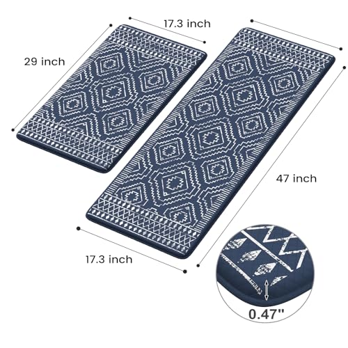 Kimode Anti Fatigue Kitchen Mat,Boho Kitchen Rugs Sets Of 2, Cushioned Kitchen Mats For Floor, Morocco Geometric Memory Foam Non Slip Standing Mats For Sink thumb #1