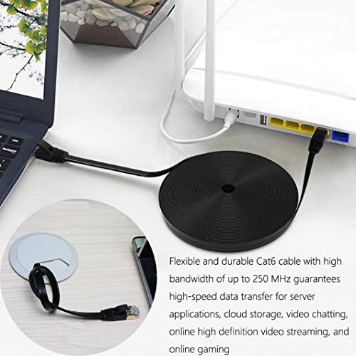 Cat 6 Ethernet Cable 100 Ft Flat Internet Network Cables With Cable Clips Cat6 Ethernet Patch Cable With Snagless Rj45 Connectors Black Computer Lan Cable（100Ft）… #TOP6