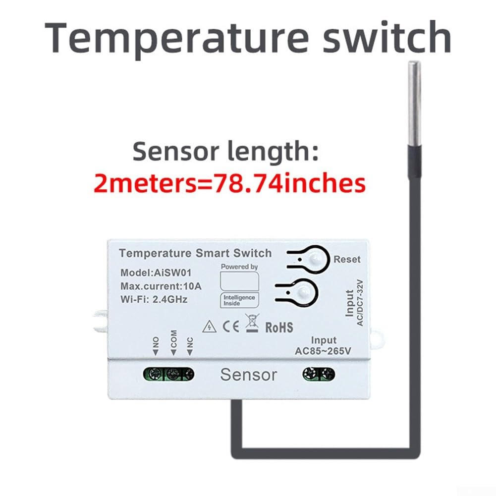 Capteur de température et d'humidité compatible WiFi avec contact sec pour automatisation intelligente (A)