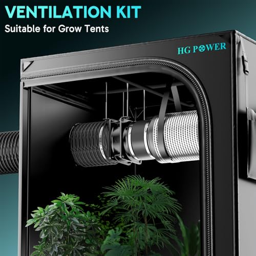 HG Power 100mm Axial Rohrventilator, Abluftventilator Leise 199m³/h Kanalventilator Energiesparend Badlüfter Rohrlüfter mit zwei Klemmen und 2m Schlauch für Growzelt Küchen Badezimmer Garage