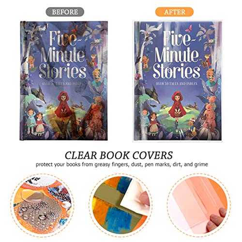 Sewroro 5pcs Clear Book Covers Waterproof Plastic Book Sleeves Transparent Book Protective Covers Textbook Protective Slipcases Against Dust Water and Wear - Image 3