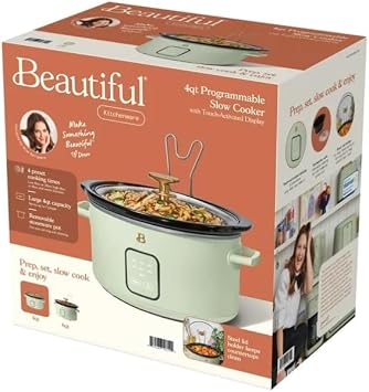 Drew Barrymore Qt Slow Cooker with Touch-Activated Display, Sage Green