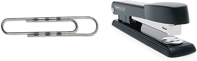 5 Star Giant Paperclips Wavy Length 76mm [Pack of 100] &Rapesco Stapler R54500B2 - Marlin, 25-sheet capacity. Uses 26 and 24/6mm Staples - Black