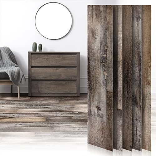 Gorilla Grips Floor Planks, Peel and Stick Floor Tile Wood Plank Visual, Easy DIY Installation, Waterproof Luxury Vinyl Planks Flooring, Extreme Durability, Color=Rustic Reserve (1 Box=36 Square Feet)