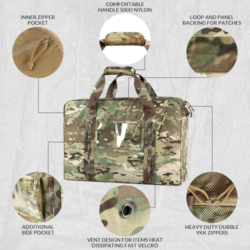 Military Duffle - 52L Heavy Duty Extra Large Army Tactical Bag for Shooting, Camping, Hiking, Traveling, Stealth Survival & More (CP Camo)2