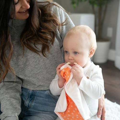 Dr. Brown's Lovey Blanket with Teether Ring and HappyPaci 100% Silicone One-Piece Pacifier, Soothing Security Blanket Set for Baby, Peach Suns, 0m+ - image 9