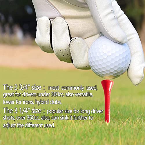 Finger Ten Golf Tees Wood 2 3/4 Inch Tee Wooden Bamboo Bulk 500 Count With Tee Holder (Red, 500 Count(2 3/4 Inch)) #TOP5