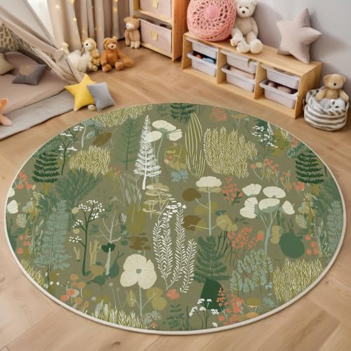 Tapis lavable en machine 120cm vert olive antidérapant - 5