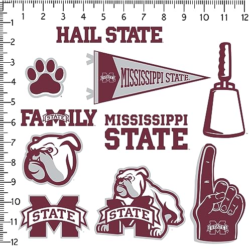 Image of Mississippi State University 10ct Vinyl Large Deluxe Stickers Variety Pack - Laptop, Water Bottle, Scrapbooking, Tablet, Skateboard, Indoor /Outdoor - Set of 10