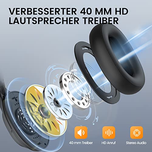 EKSA H1 Bluetooth Headset mit Mikrofon [Bis zu 57 Stdn & 30 Meter Reichweite] Mono PC Headphones mit AI Noise Cancelling Mic, Wireless Chat Headset für Auto & LKW-Fahrer/Büro/Home Office/Call Center ✪ - 6