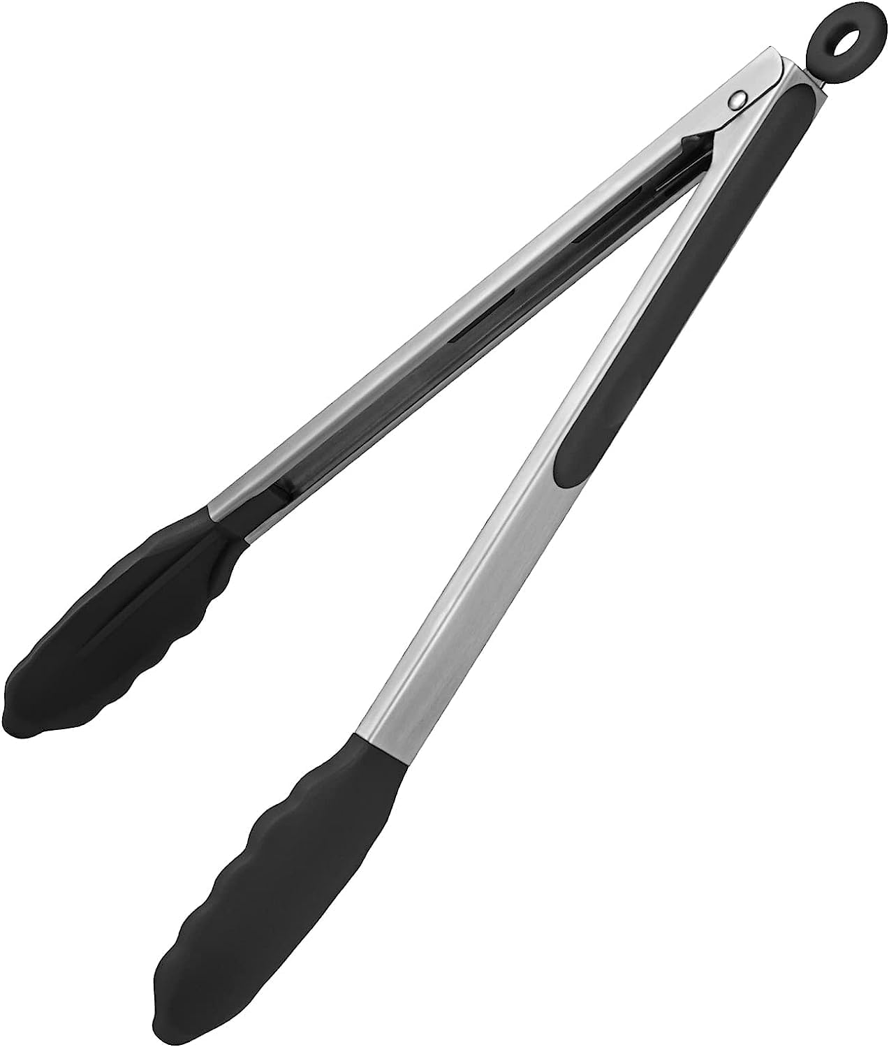 NyganmellozCooking Kitchen Tongs with Silicone Tips - Stainless Steel tongs for cooking - 12" Tongs With Silicone Rubber Grips - Metal BBQ Tongs with Locking