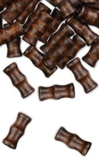 100 Hand Cut Bamboo Shaped Dark Brown Boxwood Wooden Wood Tube Beads