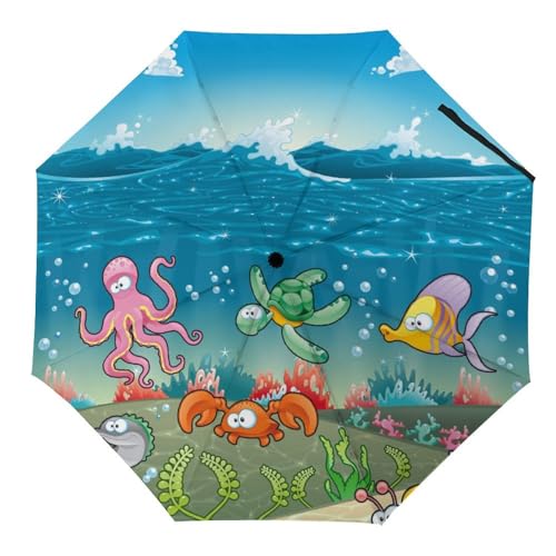 Parapluie pliant pastèque rayée automatique et compact pour le voyage