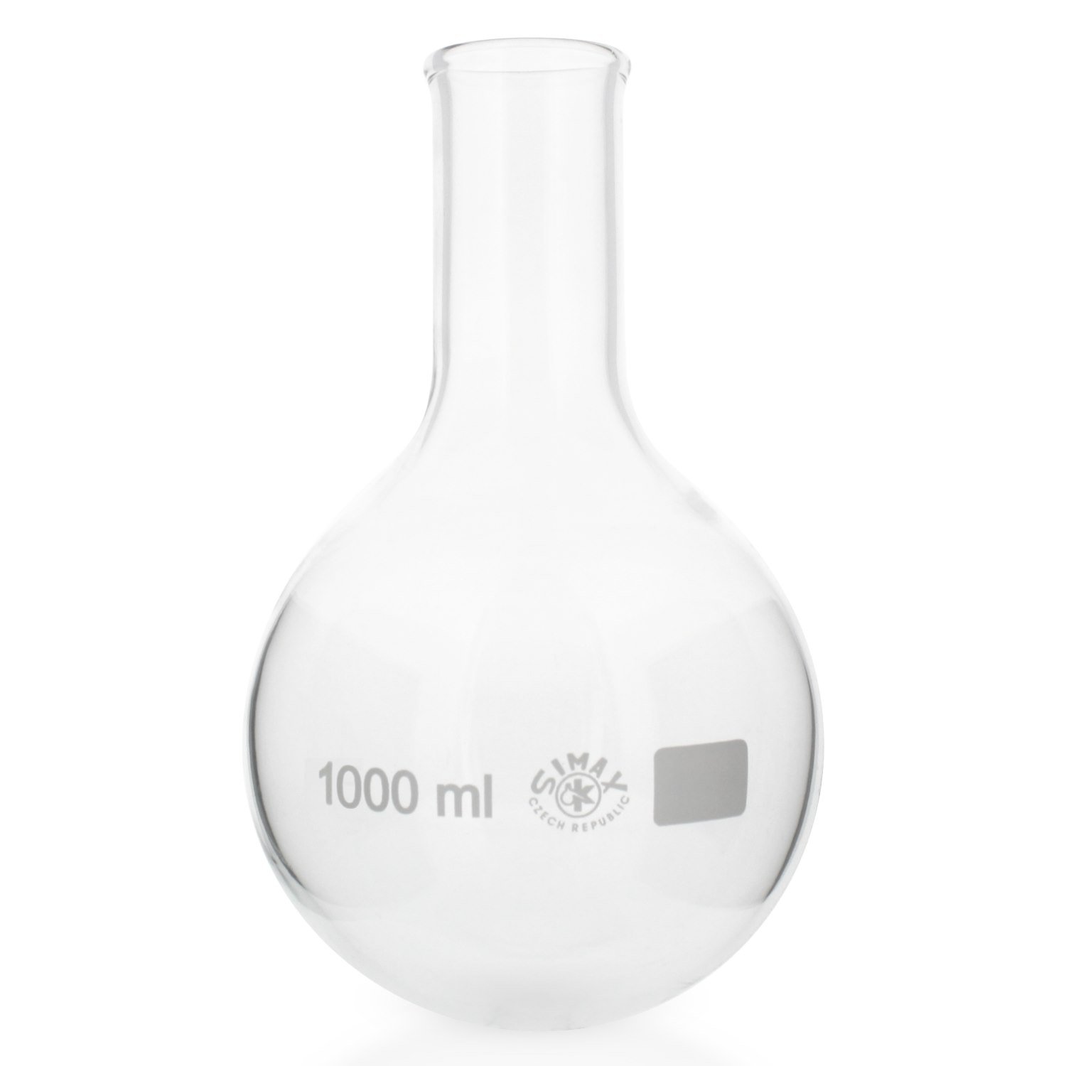 3x Rundkolben Enghals 1000ml aus hitzefestem Borosilikatglas 3.3 (Laborglas)