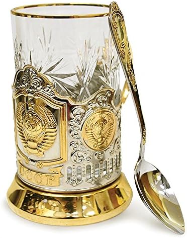Ussr Coat of Arms Drinking Gold , Nickel-plated Glass Holder Podstakannik