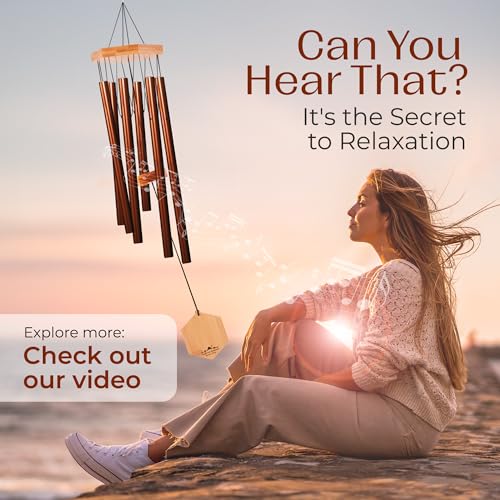 Red Deep Tone Wind Chime – Outdoor Sympathy & Memorial Gift for the Loss of a Loved One, Memorial Wind Chimes, Thoughtful Sympathy Gift for Bereavement and Remembrance. 29" Copper Red