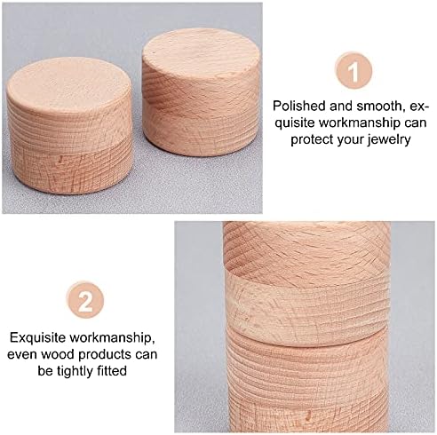 FINGERINSPIRE 3pcs 5.2x4.05cm/diameter x high Mini Round Wooden Box Small Storage Wooden Box Wedding Ring Jewelry Boxes DIY Storage Trinket Bearer Container Case