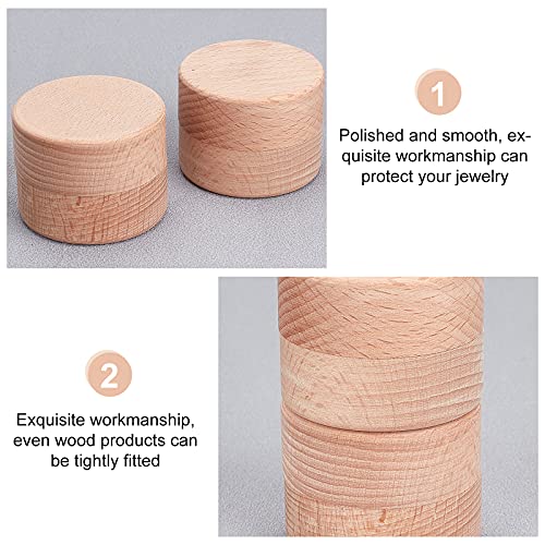 Fingerinspire 3Pcs 2X1.6 Inch Mini Round Wooden Box Small Storage Wooden Box Wedding Ring Jewelry Boxes Diy Storage Trinket Bearer Container Case Wood Ring Box For Proposal Wedding Ring Storage #TOP3