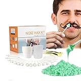 Nose Wax Kit for Men Women, Nose Hair Removal Ear Hair Waxing Kit Eyebrows Lips Facial Nose Hair Remover Wax, 50g Hard Wax Beads 20 Applicators 10 Paper Cups Full Set Nose Hair Wax Gift for Men Women