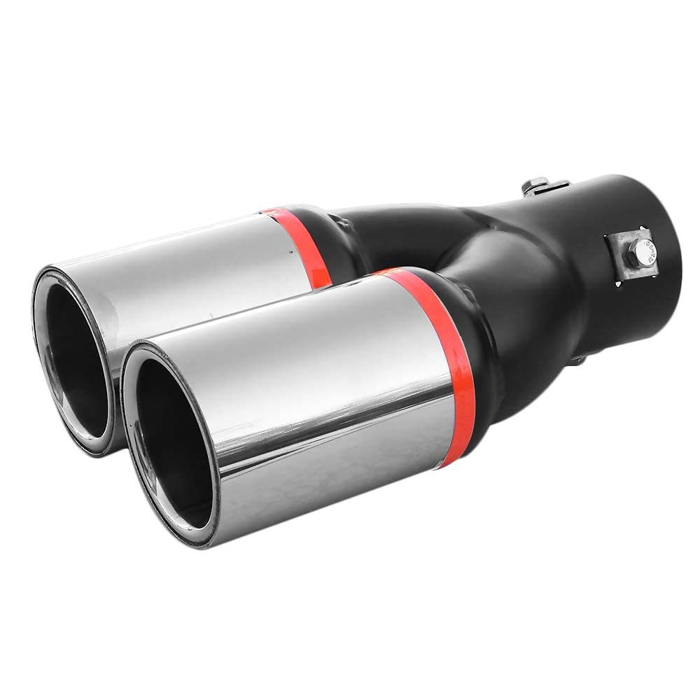 Doppel Auspuffblende Endrohr Auspuff Universell Schalldampf Doppelendrohr Sport Sportauspuff Blende Edelstahl Rund von 33mm bis 50mm