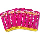 Regal Games Finger-Tip Shutter Bingo Cards with Sliding Windows - Auto Bingo Game Set - Travel Game for Adults & Kids - Reusable, No Chips & Daubers Needed - 4 Packs - Pink