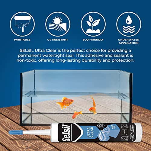 Selsil Ultra Crystal Clear Mounting Adhesive & Sealant - Indoor & Outdoor Adhesive Tough & Flexible Construction Adhesive, 100% Transparent Bonding And Sealing Waterproof Adhesive (9.8 Fl Oz/290 Ml) #TOP4