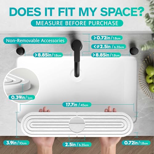 DEJUPE Stone Faucet Mat for Kitchen Sink – Diatomite Fast-Drying Stone Tray, Faucet Mat Sink Splash Guard, Decorative Sink Protector for Kitchen Bathroom Counter [Light Grey, 17.7''x3.9''] by DEJUPE - Image 2