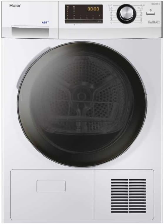 Haier HD90-A636-E Serie 636 Asciugatrice 9 Kg a Pompa di Calore, Carica Frontale, Libera Installazione, 59.5 * 65 * 84.5, Bianco, Classe A ++ [Classe di efficienza energetica A++]