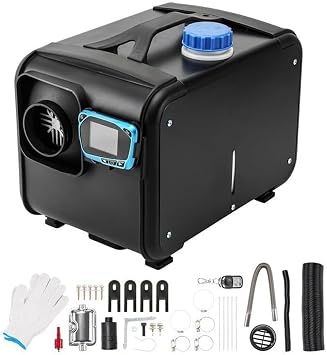 Parking Heater All-in-One Diesel Air Heater Diesel Night Heater with LCD Switch Remote Control Parking Fuel Heater For RV Truck, Bus, Boat, Caravan, MotorhomeBlack,8KW