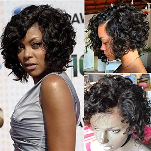 Helene Hair Brazilian Virgin Hair Human Hair Wave Bob Wig Natural Black Glueless Full Lace Human Hair Wigs For Black Woman With Baby Hair Lace Front Human Hiar Wigs 8"
