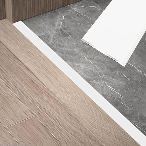 Blazea Flat White Transition Strip Flooring Edge Trim, Decorative Metal Door Threshold for Gaps, Laminate Vinyl Wood Tile Floor Divider Strip Cover(150cm (59