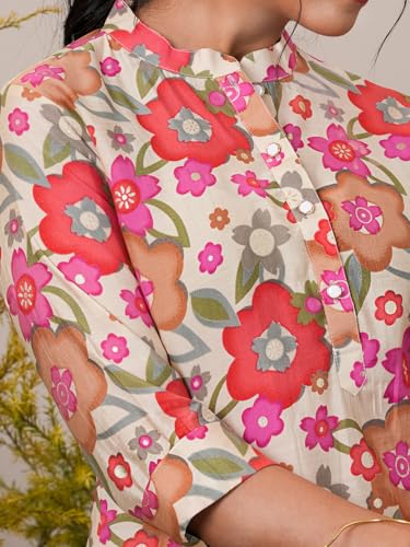 Image of Libas Womens Printed Silk Blend A Line Kurti for Women Suit