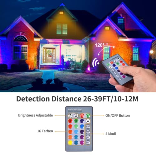 2 PACK RGB Led Strahler,100W Außenlampe Mit Fernbedienung,Aluminiumdruckguss RGB-Farbwechsel Flutlicht,Ip66 Wasserdicht,Speicherfunktion Gartenstrahler Led Außen,Discolicht,Partylicht
