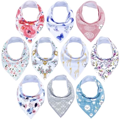 Image of DiaperSquad's 10-Pack Baby Bibs for Drooling and Teething, Bibs for Boys, Baby Girl - Solid Cotton Baby Drool Bibs