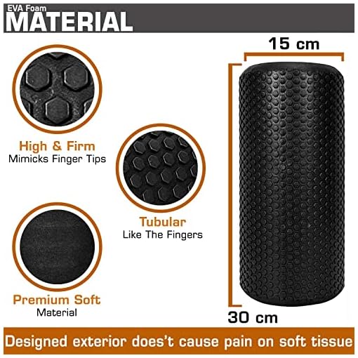 LUHI Yoga Foam Roller | Foam Roller For Exercise | Ideal For Exercise, Muscle Recovery, Physiotherapy, Pain Relief & Myofascial | Deep Tissue Massage Roller - Image 3
