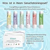 Hion Riechtraining Set, Sniffin Sticks, 6 ätherischen Ölen, Geruchstraining Set hilft Ihren Geruchssinn wiederzuerlangen, Zitrone Minze Rose Grapefruit Gewürznelke Eukalyptus Ätherische Öle