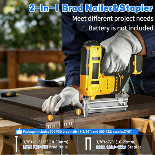 18 Gauge Cordless Brad Nailer & Staple Gun for Dewalt 20V MAX Battery, 2-in-1 Battery Powered Electric Nail Gun with 1000 Nails for Woodworking, DIY, Framing & Home Improvement (No Battery) thumbnail 4