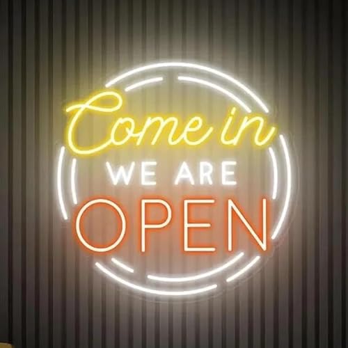 Sign Lamp Come in We are Open Neon Light Dimmable Business Shop Welcome Sign Bar Store Clubs, Cafes 38cm