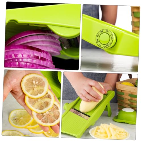 Rallador y cortador de verduras manual Veemoon con mango verde miniatura 6