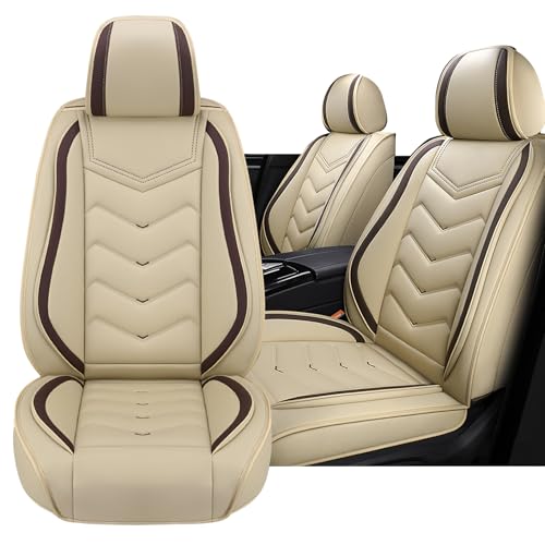 Image of Car Seat Cover for Jeep Wrangler 2000-2026, Driver's Seat Covers,Non-Slip Waterproof seat Cover,Wear-Resistant Nappa Leather car seat Covers. (Standard 2 Seats /Beign)