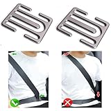 2-Pack Seat Belt Clip Adjuster, Universal Metal Seatbelt Shoulder Stopper for Car, SUV, Truck - Comfort & Safety Belt Positioner for Adults & Kids (Silver)