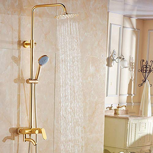 Colonne de douche dorée en aluminium spatial avec mitigeur chic