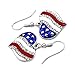 Heart Red White Blue American USA Flag Star Dangle Earrings 4th of July Independence Day Gift