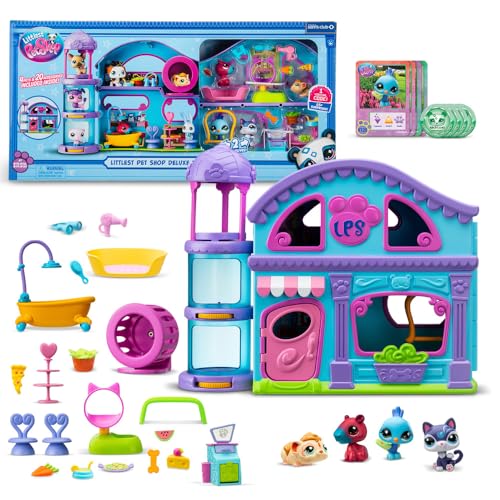 Littlest Pet Shop - La Grande Maison des Pet Shop Deluxe - Coffret de Jeu avec 4 Pets Inclus et + 20 Accessoires - Mini-Figurines Animaux à Collectionner - Jouet Enfant...